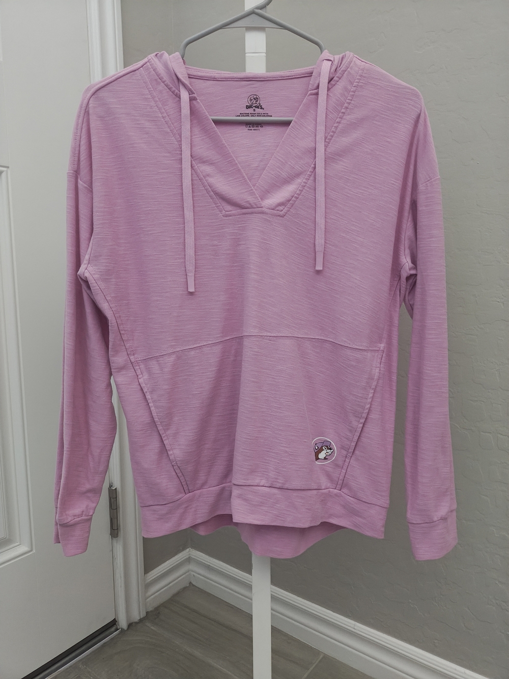 Vintage Buc-ees Light Pink V-Neck Hoodie